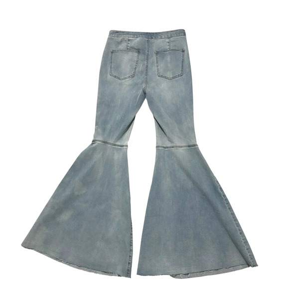Free People Just Float On Flare Jeans 29 High Rise Bell Bottoms Light Blue NWT - Picture 10 of 11